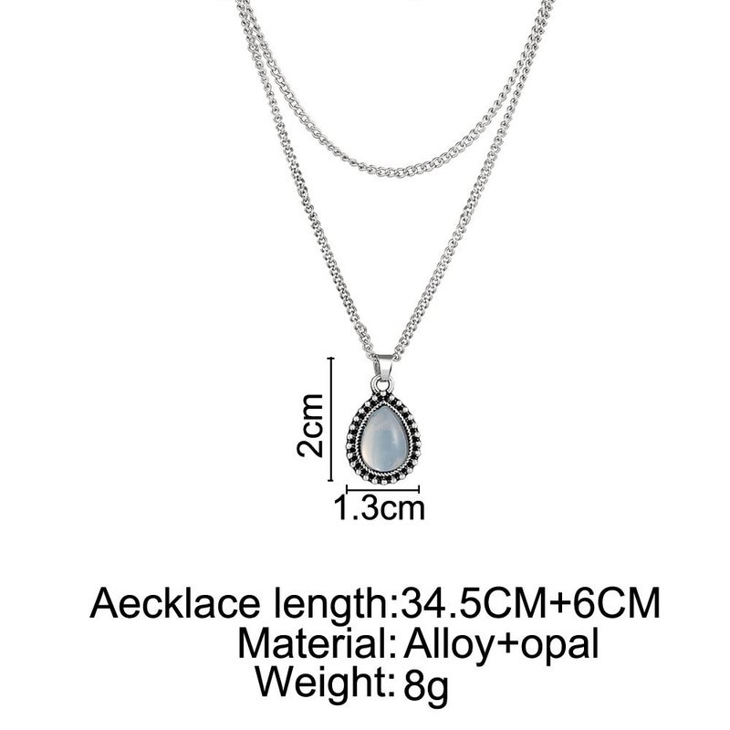 fxmimior Simple Layered Bar Silver Drop Pendant Necklace Boho V Neck Women Accessories - Image 2